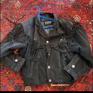 Black Leather Fringe Jacket